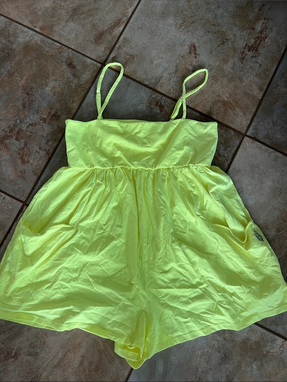 FP Movement by Free People Neon Yellow Spaghetti-Strap Romper